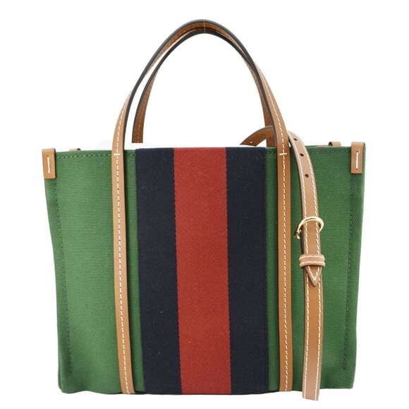 Gucci GG Interlocking Canvas Web Tote Bag Tri Color Green 727728 - Picture 4 of 12